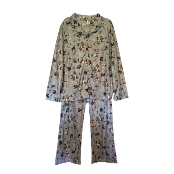 Disney women's size small medium Christmas Mickey Mouse flannel pajama pj set - Picture 1 of 13